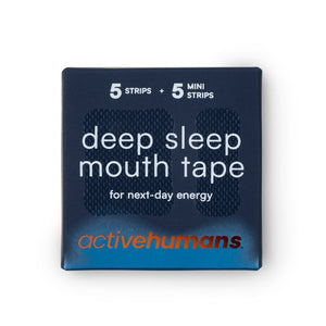Box of active humans deep sleep mouth tape on a white background