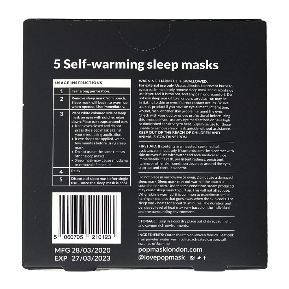 POPMASK Jet Setter Warming Eye Mask Jasmine Scented 5-pack