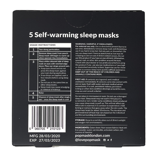 POPMASK Jet Setter Warming Eye Mask Jasmine Scented 5-pack